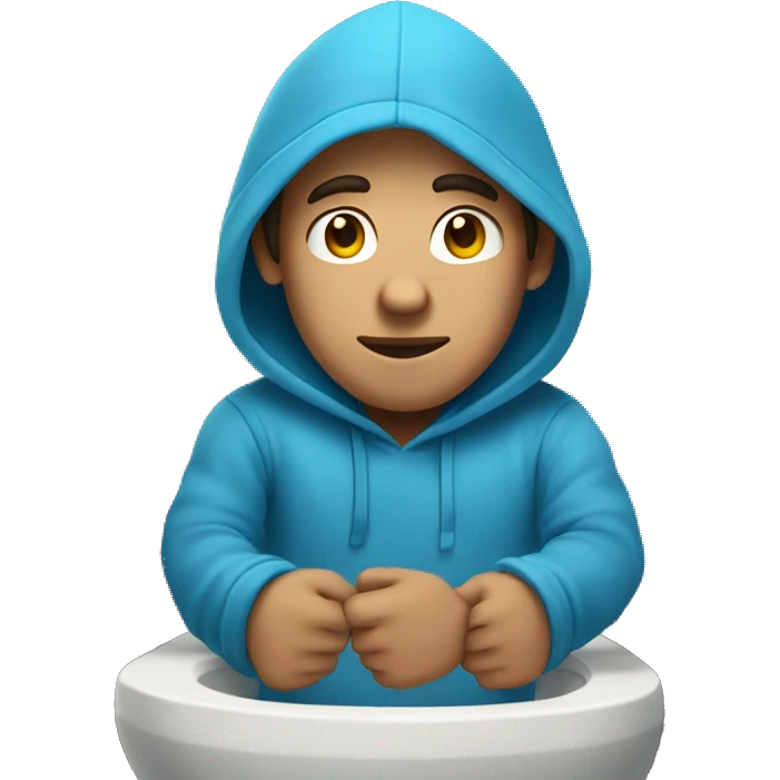 A Guy with long hair and blue hoodie in a toilet emoji