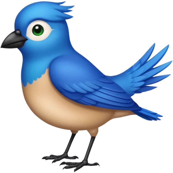 Blue bird with black head and a green ring in his right leg emoji