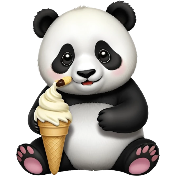 Panda eating ice cream emoji