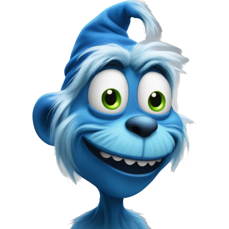 Blue grinch mewing emoji