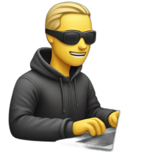 Hacker typing laptop  emoji