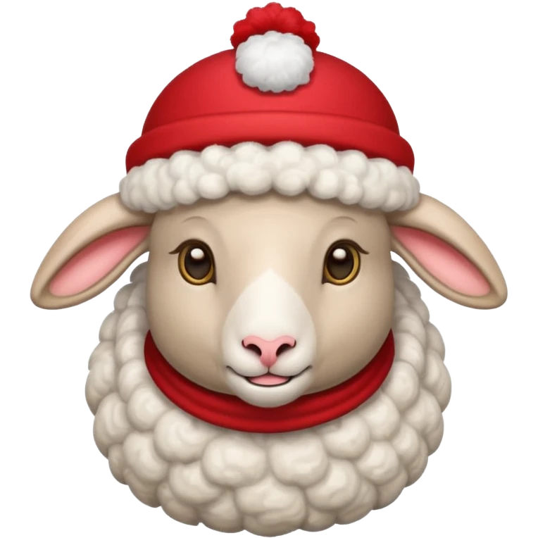 Sheep wear a red hat emoji