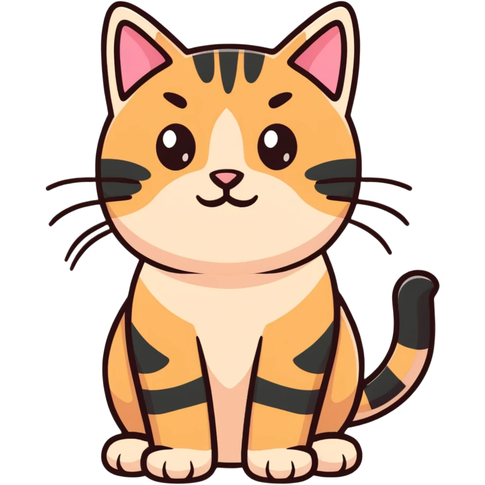 black/brown stripped tabby cat with beige pink nose and light brown eyes kitten emoji