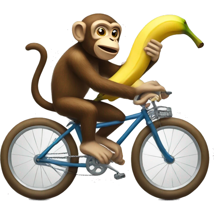 monkey riding a bicycle with banana doing a wheelie  emoji