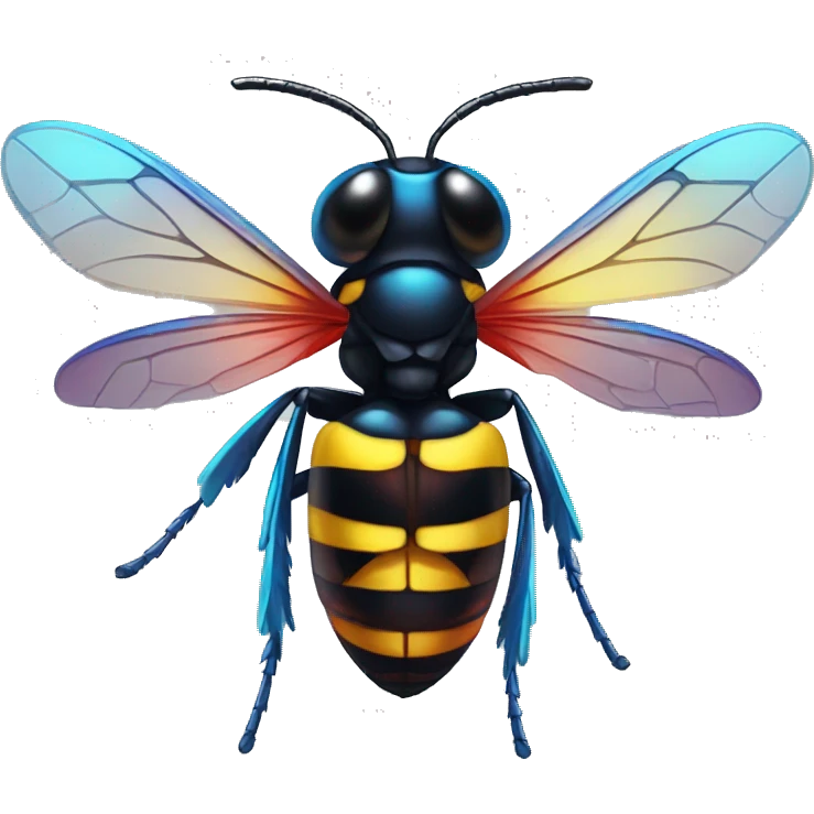German black red yellow Wasp blue iridescent wings emoji