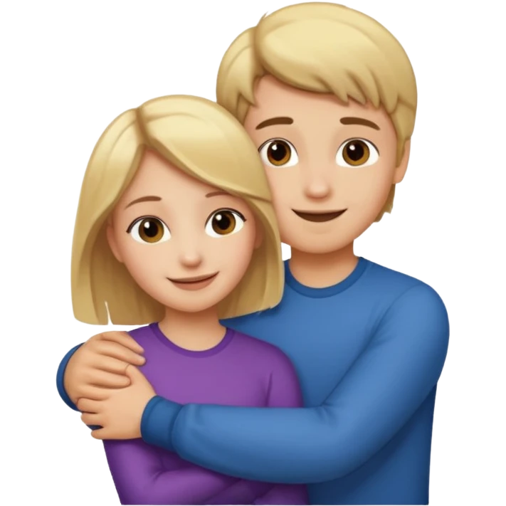 Amour à distance fille blonde et garçon châtain tous les deux clair de peau  emoji