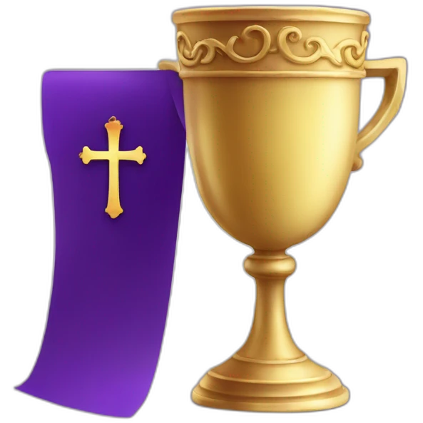 royal empty Christian cup for the winner with a cross on royal background emoji