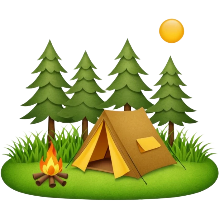 Camping sign of grass made of felt texture, scrapbooking style, transparent background emoji