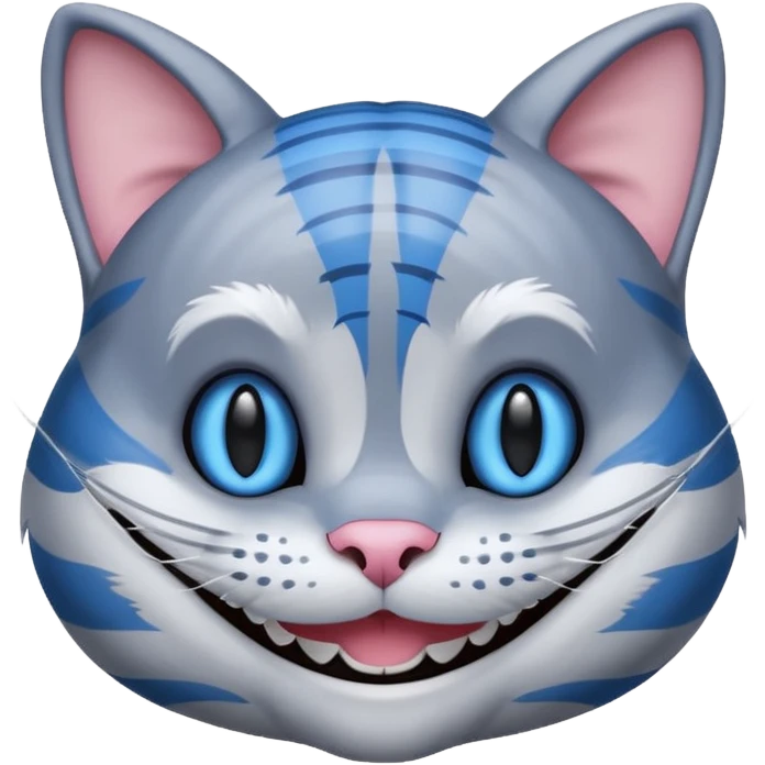 Chat de cheshire gris a rayure bleu emoji