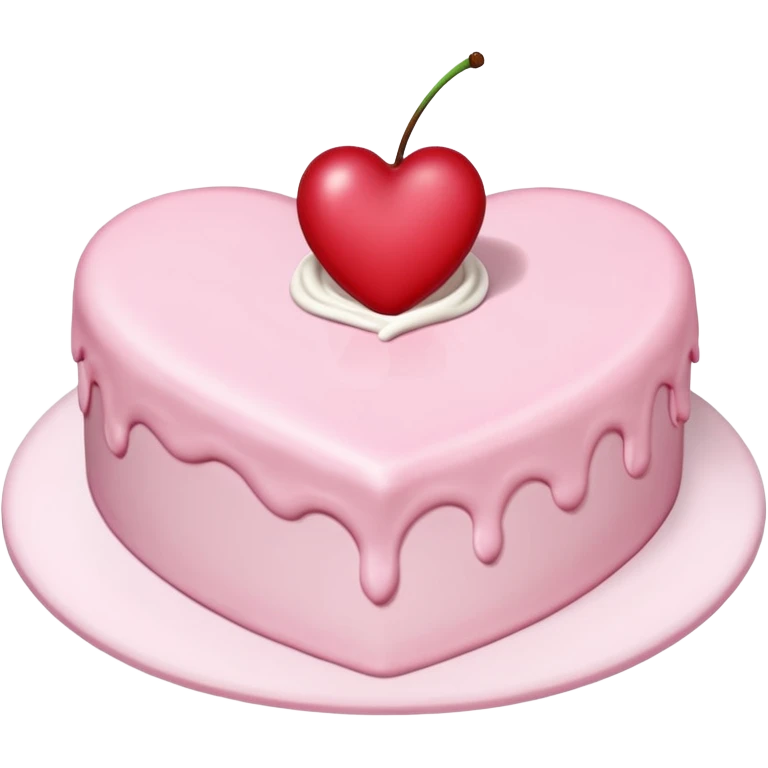 Light pink heart with detailed cake frosting and a cherry on top emoji