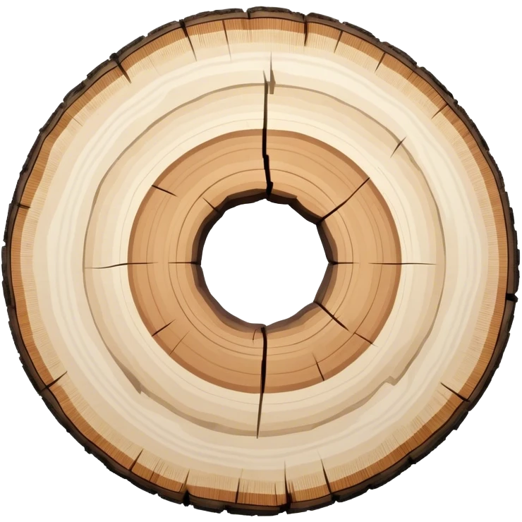 top view of cut of a birch tree with rings emoji