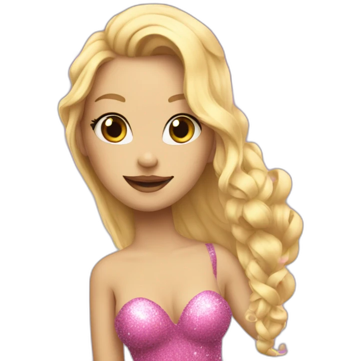 Siren with blonde hair with tail pink and glitters emoji