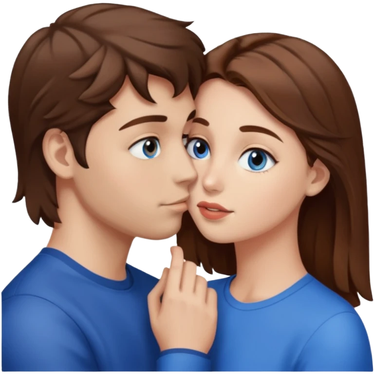 GUY WITH BROWN EYES AND HAIR KISSING GIRL WITH BROWN HAIR AND BLUE EYES emoji