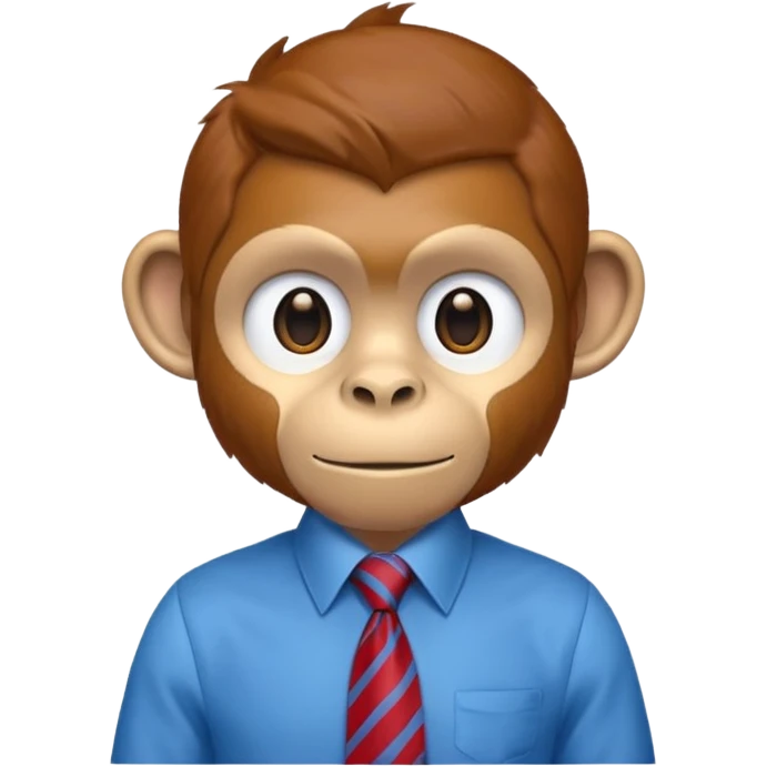 red monkey with blue shirt,brown tie emoji