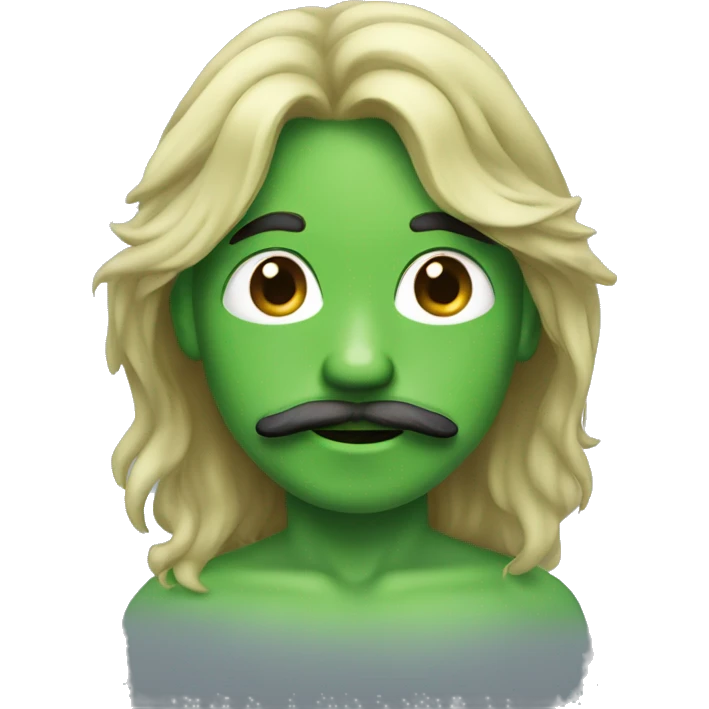 boy green skin with moustache and long hair emoji