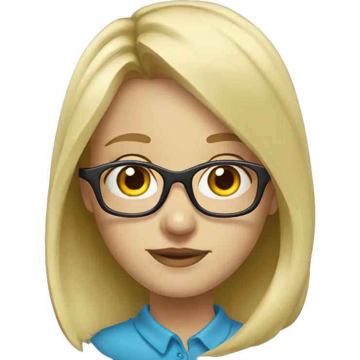blonde girl in glasses portrait blue emoji
