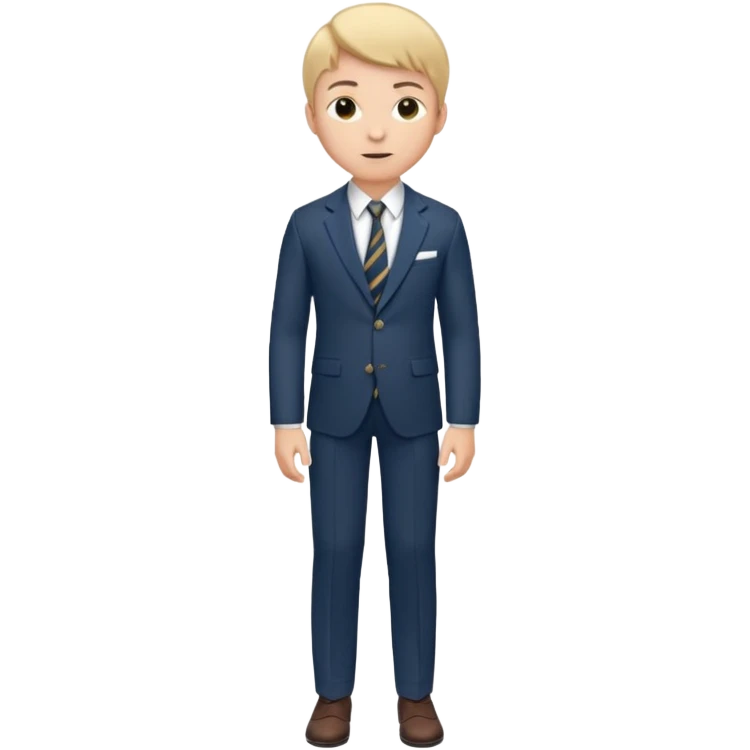 Young man, tailored trousers, a crisp button-down shirt, a blazer, and tie

 emoji
