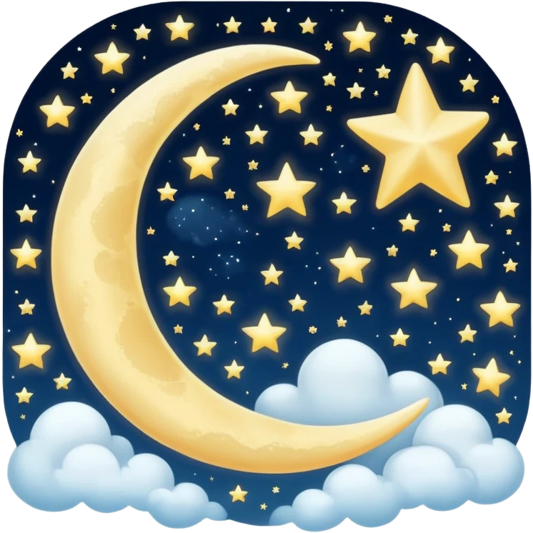Crescent Moon With Clouds And Stars  emoji
