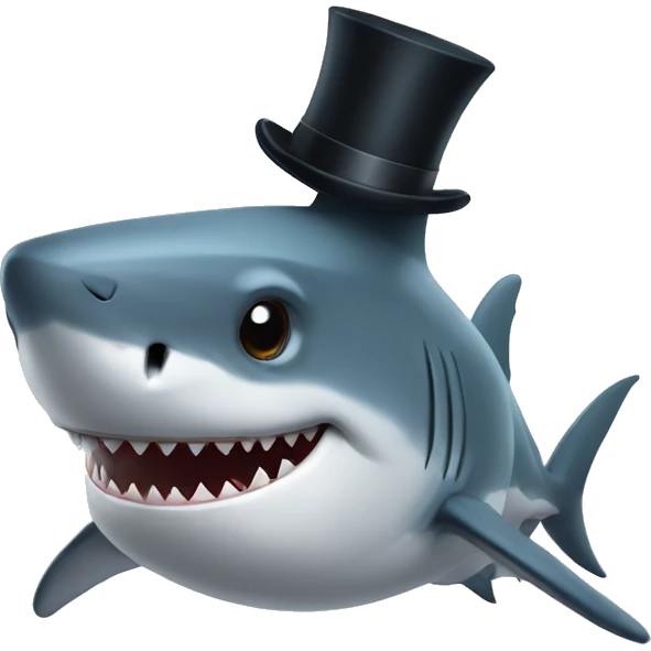 Shark with a top hat emoji