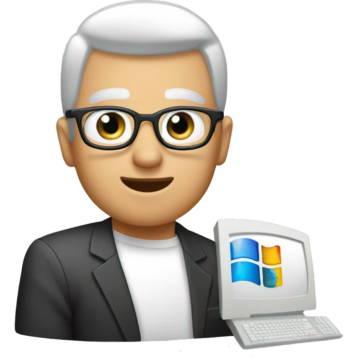 a windows 7 computer, and preson emoji
