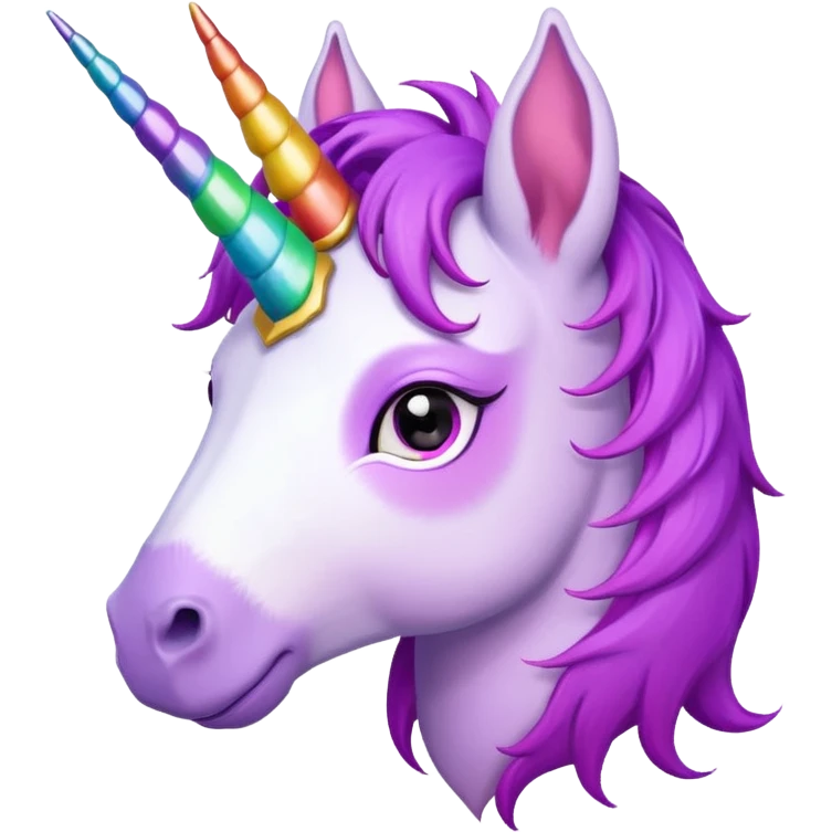 unicorn face cute and purple haired and piercings on ear emoji