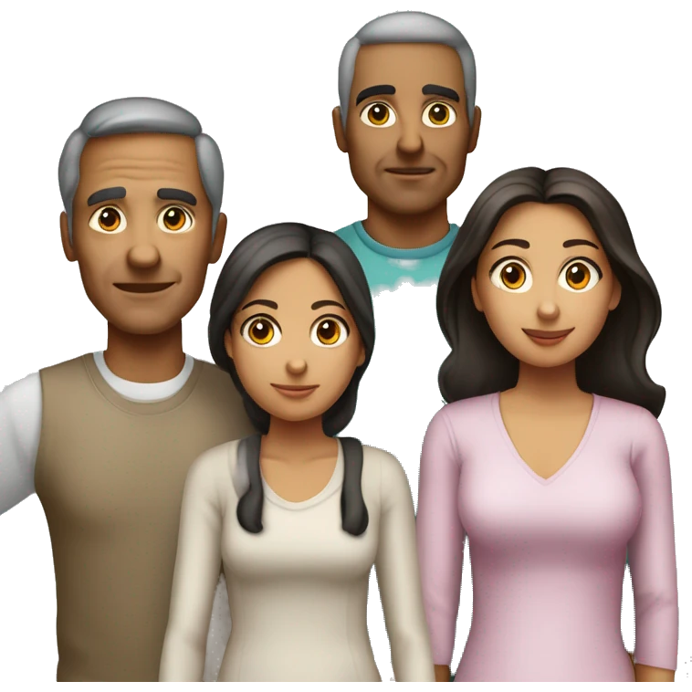Draw a Latin family of 4. A 57-year-old man. 49-year-old woman. 27-year-old girl and a 22-year-old tall boy. emoji