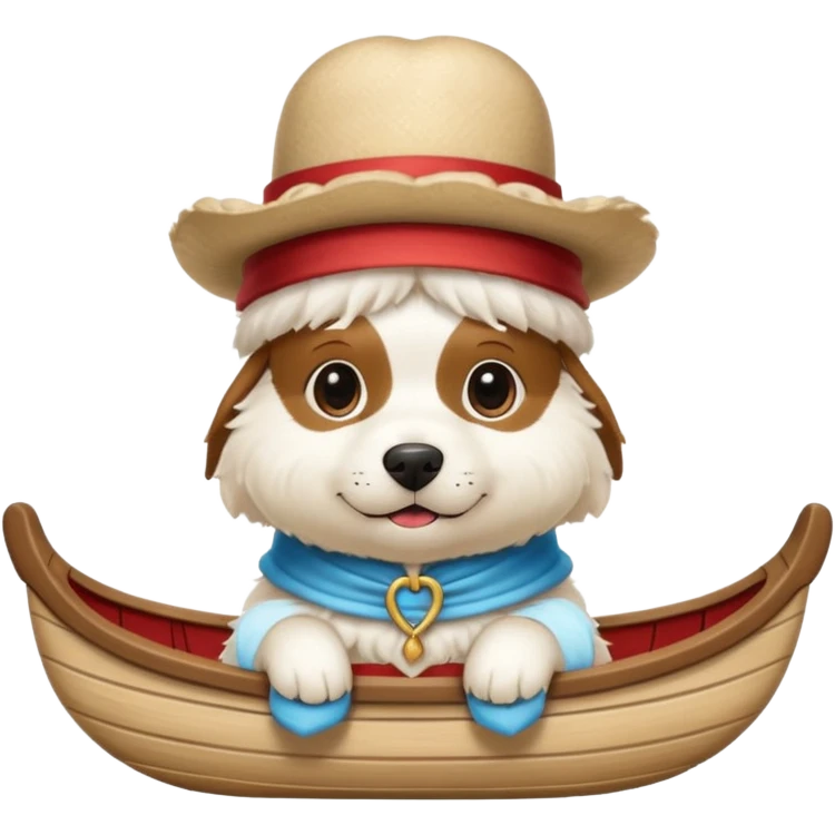 white dog with iconic gondolier hat emoji