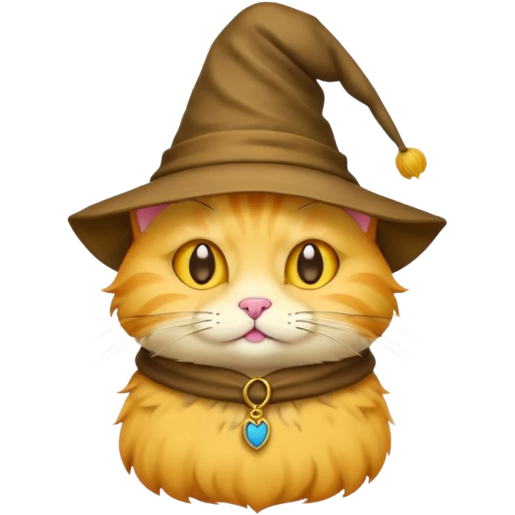 Simple yellow cat emoji wearing a sorting hat emoji