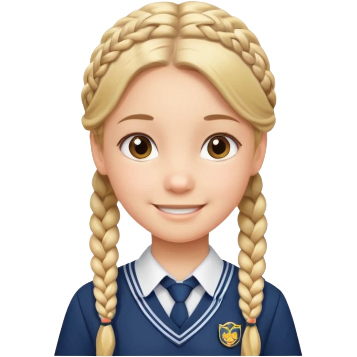 student, braid hair girl kid, school uniform emoji