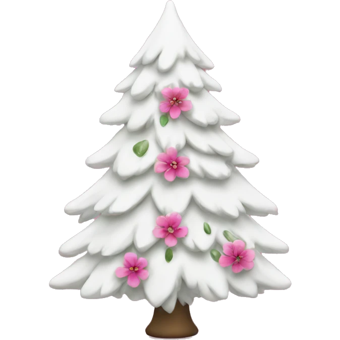 white christmas tree with pink flowers  emoji