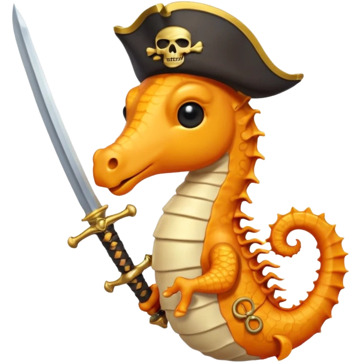 Orange pirate seahorse emoji