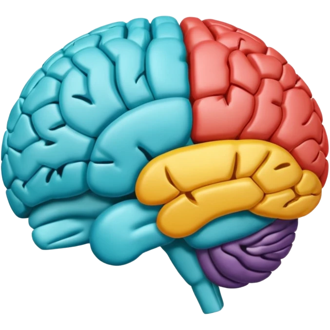 cerebro 3D con zona parietal derecha iluminada emoji