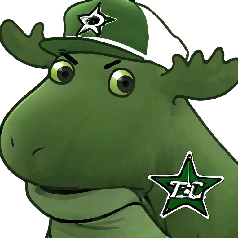 Moose wearing Dallas stars hat emoji