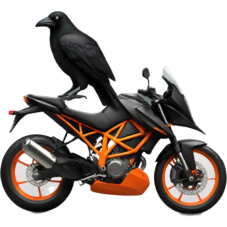 Black crow on KTM bike  emoji