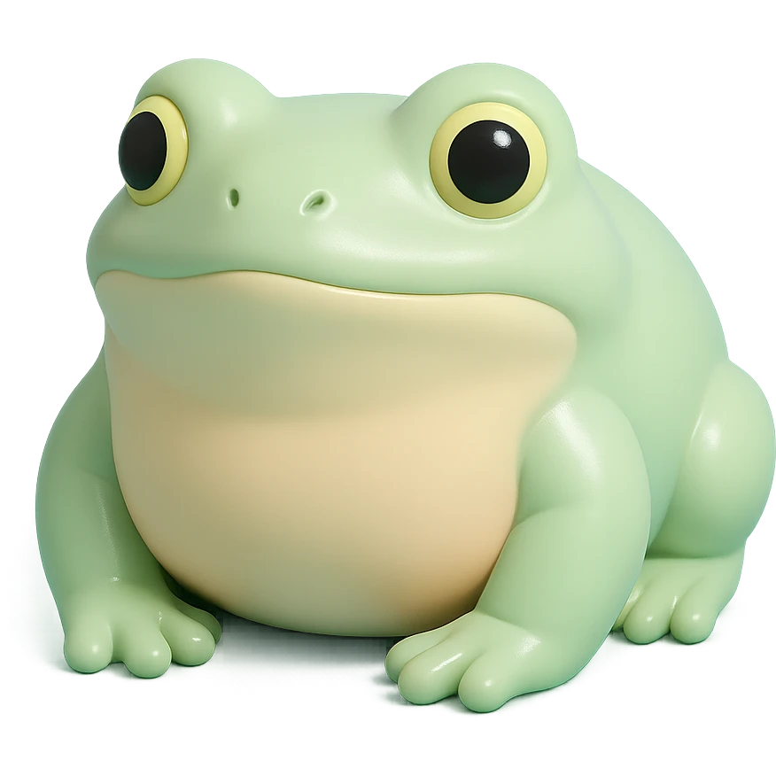 realistic bufo frog doll, vinyl figure style, shiny surface, collectible toy, no background emoji