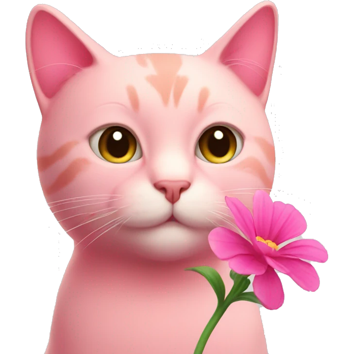 Pink cat with a flower emoji
