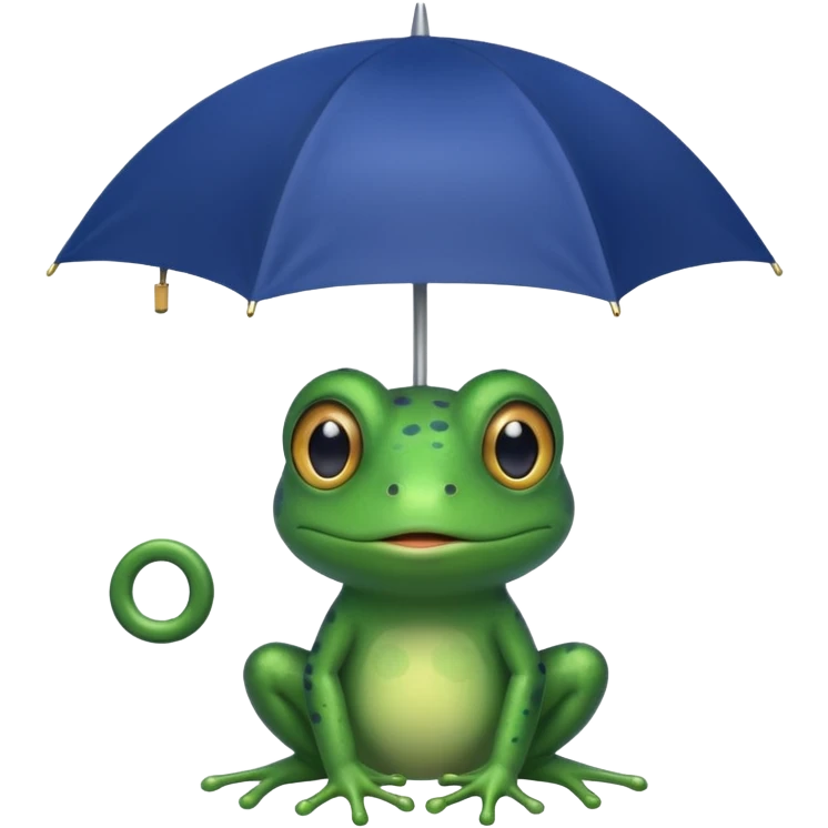 Frog hold dark blue umbrella emoji