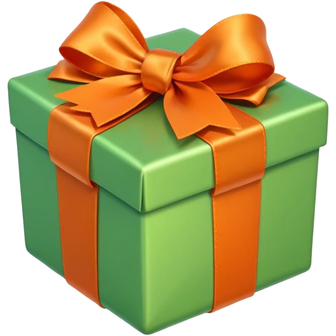 make present box in light green color with Orange bow  emoji