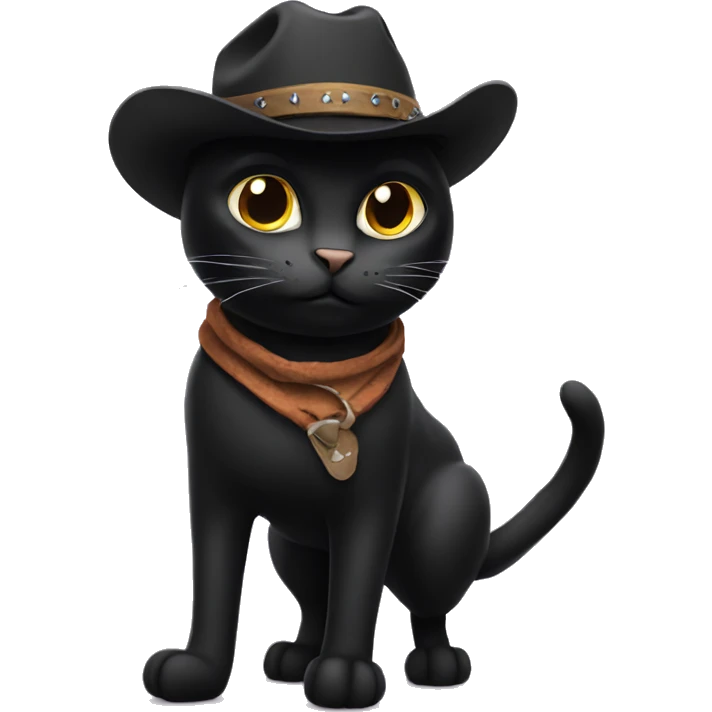 Black cat with cowboy hat emoji