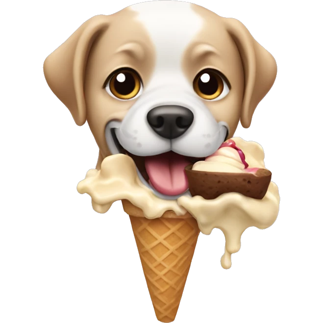 Dog eating ice cream emoji