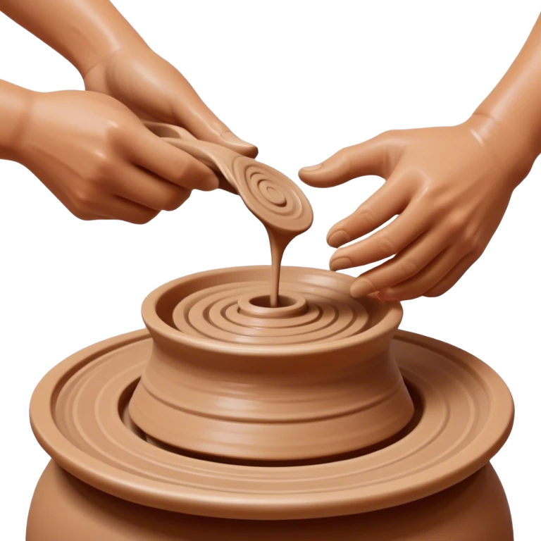 Cinematic Realistic image of a ceramic pottery wheel in action, with skilled hands shaping wet clay into a graceful form, featuring intricate details of swirling textures and gentle water splashes, illuminated by soft, artisanal lighting emoji