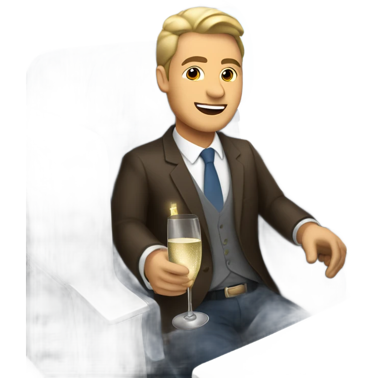 Not white Male Passenger in first class with champagne emoji