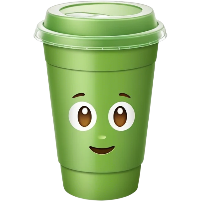 green paper small cup with transparent plastic lid on top emoji