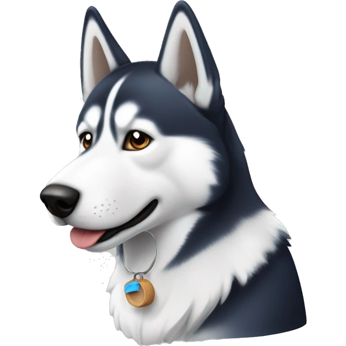 Husky blanco con un ojo azul y otro café y con una oreja negra emoji