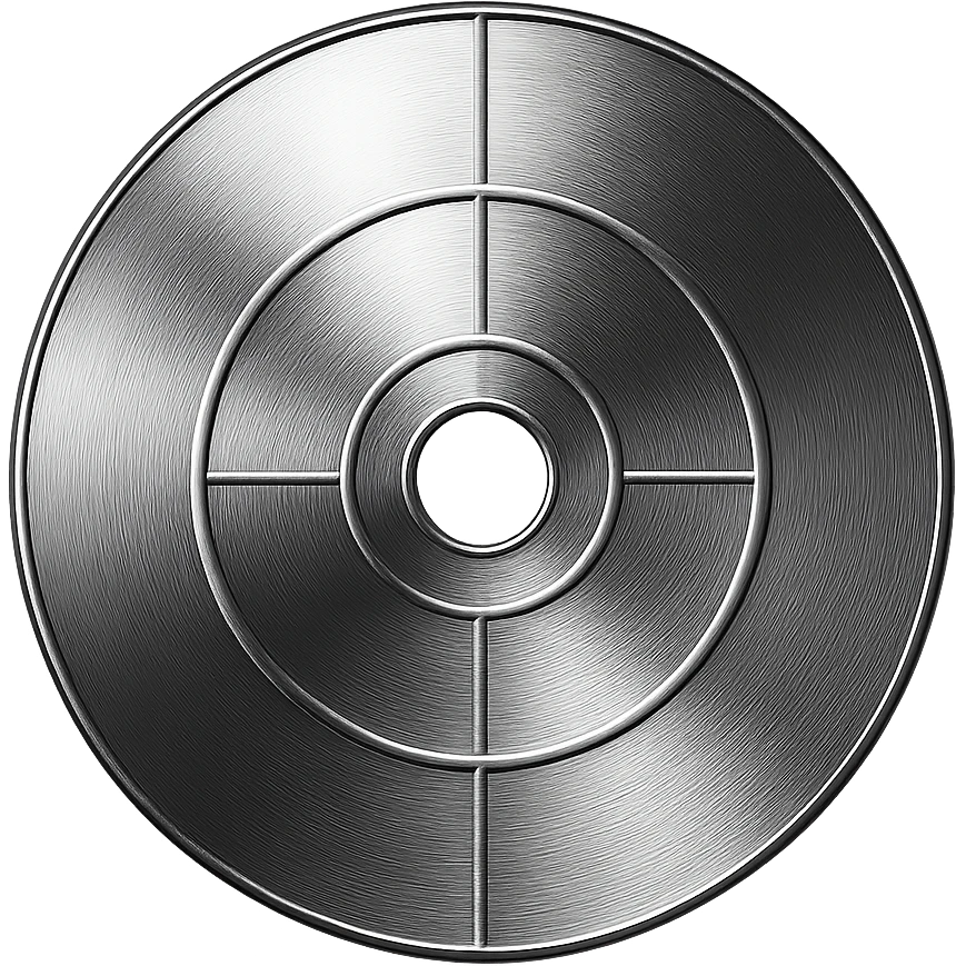 A minimalist CD disc with geometric pattern, glowing effect, purple color. emoji