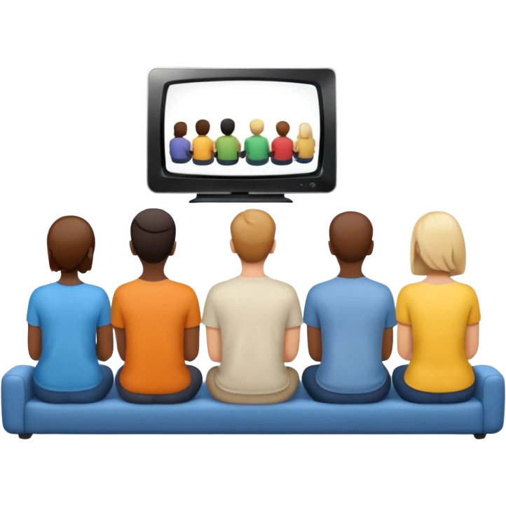 group of people watching TV with their backs turned emoji