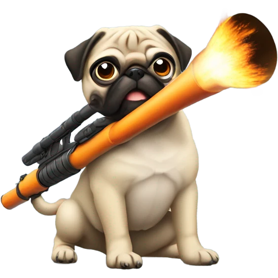 Pug shooting a bazooka  emoji