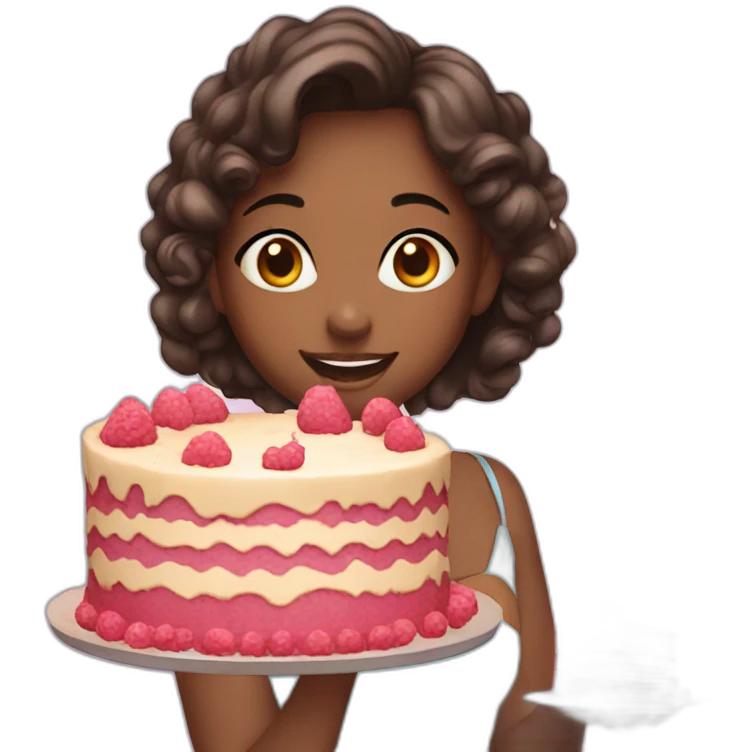 a girl with a cake emoji