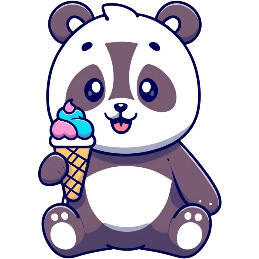 Panda eating ice cream emoji