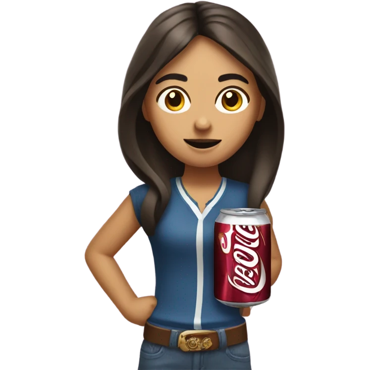 Mexican girl with mustache and Dr Pepper  emoji